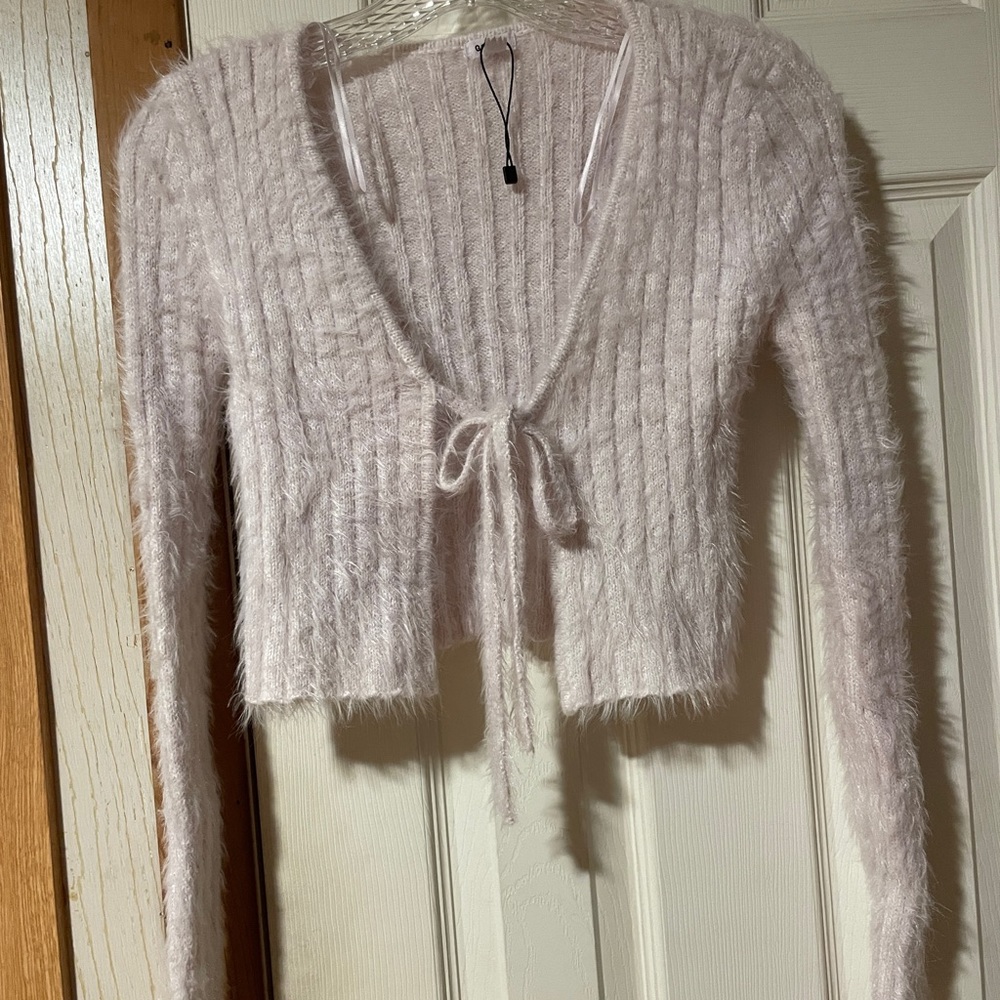 garage cardigan tie cropped top